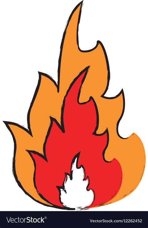 Drawing hot flame spurts fire design Royalty Free Vector