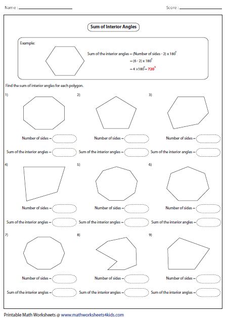 Interior Exterior Angles Of Polygons Worksheet