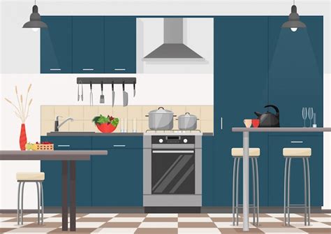 Modern kitchen illustration Vector | Free Download