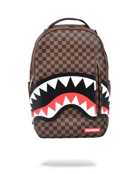 Sprayground Shark in Paris Gold Zipper Backpack