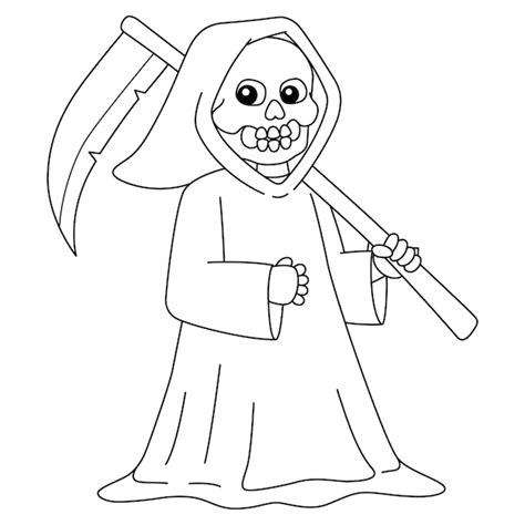 Premium Vector | Grim Reaper Halloween Coloring Page Isolated