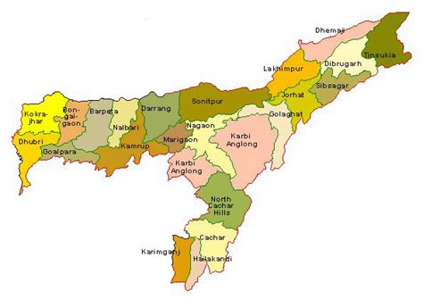 Assam District Map, Map of Assam, Assam State Map, Assam Political Map