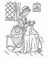 USA Printables Early American Home Life Coloring Pages  Sewing sketch template
