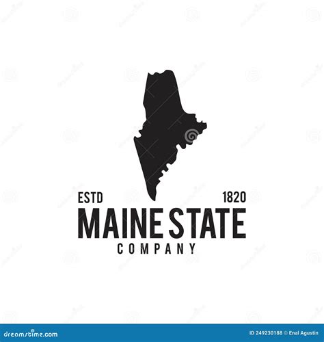 Maine State Outline Map Logo Design Vector Illustration | CartoonDealer ...