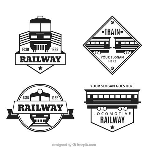 Free Vector | Collection of decorative logos with trains in flat design