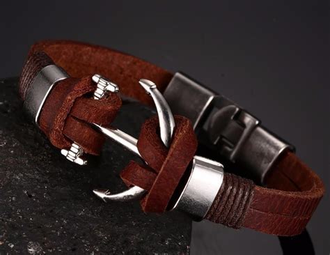 Anchor Leather Men's Bracelet – Rebel Style Shop