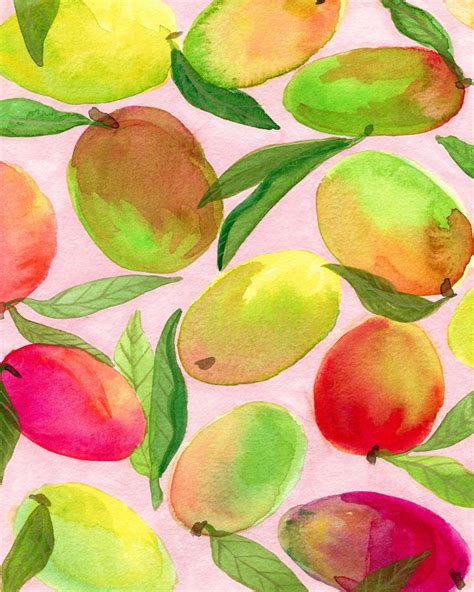 Mango Watercolor Painting Mini Art Print by Sewzinski - Without Stand ...