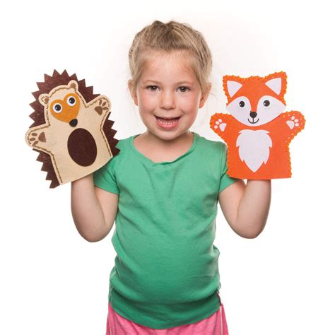 Baker Ross Woodland Animal Hand Puppet Sewing Kits (Pack of 4) for Kids Arts and Crafts: Amazon ...