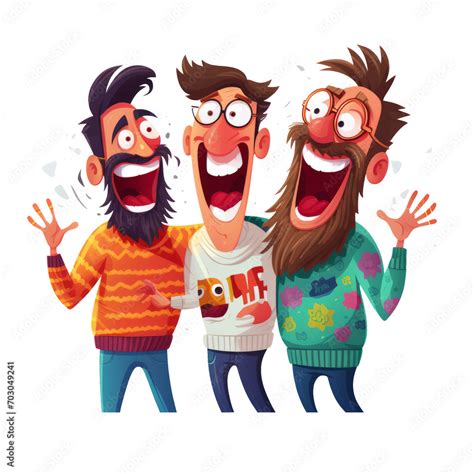 Funny Crazy Friends Laughing with Ugliest Sweaters Cartoon Illustration ...