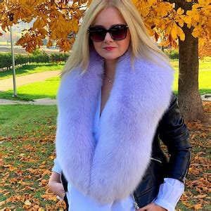 Arctic Fox Fur Stole 55' Saga Furs Collar Lavender Color Fur Boa Big Collar - Etsy