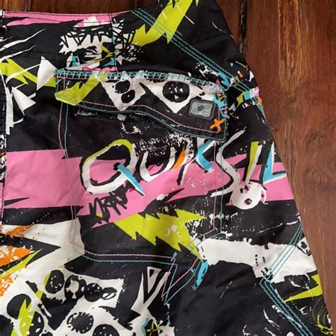 Quicksilver logo printed surf beach board shorts; no... - Depop