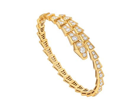 Yellow gold Serpenti Viper Bracelet with 2.8 ct Diamonds | Bulgari ...