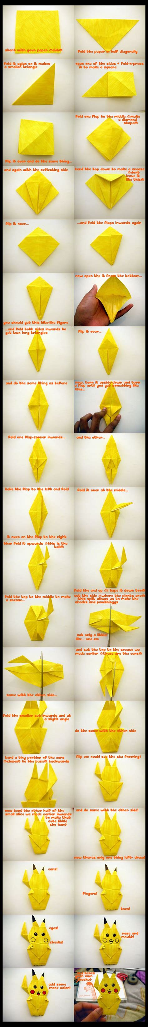 How To: Make An Origami Pikachu | Origami facile, Idées de toile et Origami