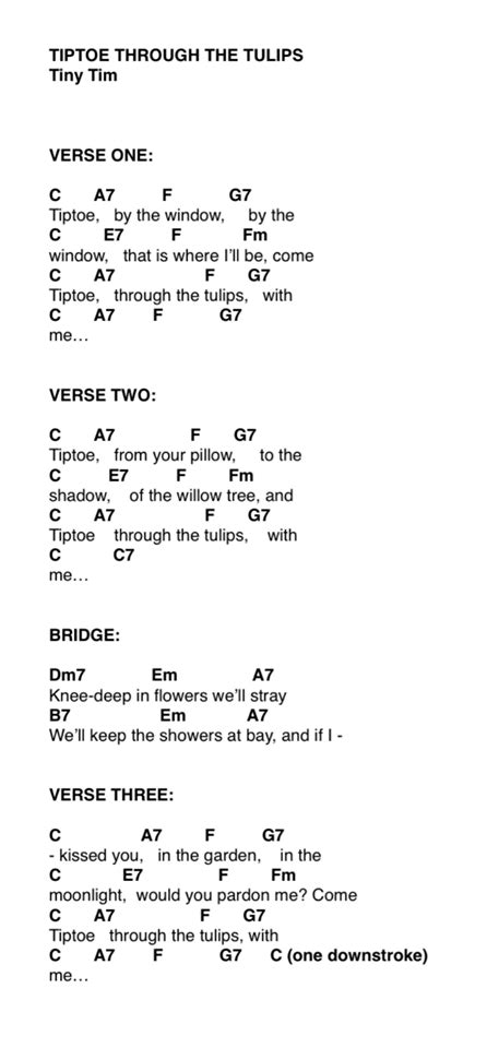 Recklessly: Tiptoe Through The Tulips Ukulele Chords Easy