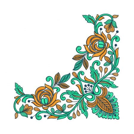 Blomme Flower Corner Embroidery | Digital Embroidery