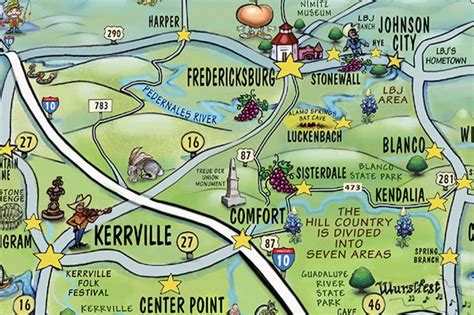 This cool map of the Hill Country captures the essence of Central Texas | Hill country, Country ...