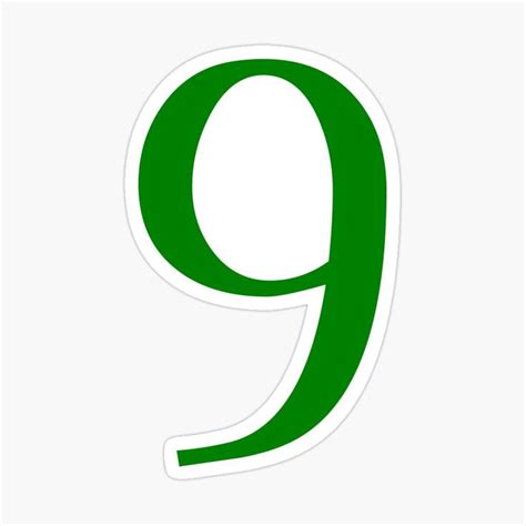 "9" NUMBER GREEN COLOR DESIGN" Sticker