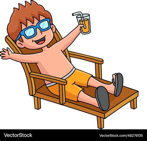 Boy relaxing cartoon colored clipart Royalty Free Vector