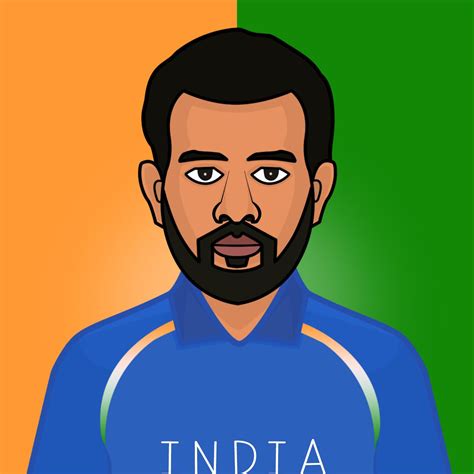 Vector Cartoon Illustration Indian Cricketer Rohit Sharma Wearing Blue ...