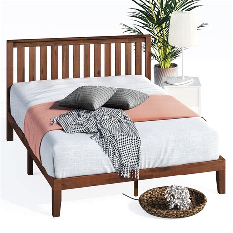 Zinus Deluxe Antique Espresso Solid Wood Queen Platform Bed Frame ...