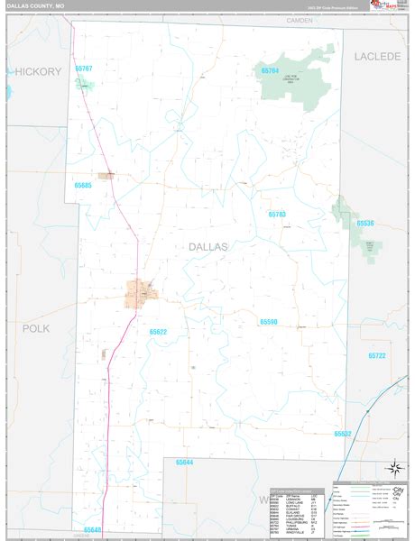 Dallas County Wall Map Premium Style