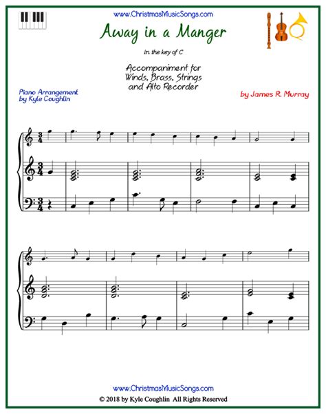 Away in a Manger Piano Accompaniment for All Instruments