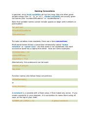 Naming Conventions: Variables, Constants, and Functions for | Course Hero