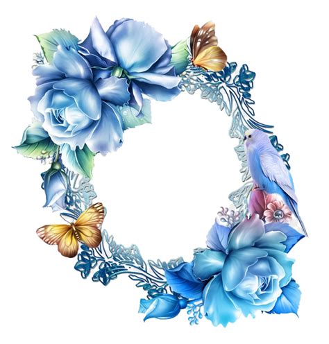 Floral Blue Frame PNG Transparent Images - PNG All