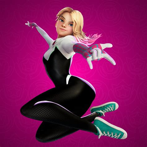 Spider-Gwen Wallpaper 4K, Fortnite, Pink background