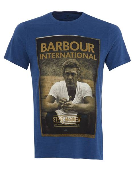 Barbour Cotton Steve Mcqueen Relax T-shirt, French Blue Portrait Tee ...