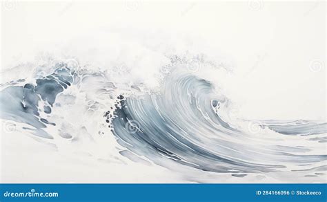 Silver Wave: Playful Watercolor Painting on White Canvas Stock Illustration - Illustration of ...