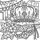 Mardi Gras King Crown And Mask Coloring Page 13679030 Vector Art At  sketch template