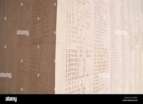 Names inscribed on the Thiepval Memorial to the Missing of the Somme Stock Photo: 61197944 - Alamy