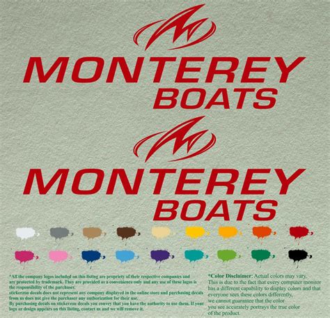 Pair Monterey Boats Decals Vinyl Stickers Boat Outboard Motor - Etsy