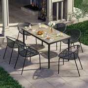 Rent to own DEXTRUS 7 Pieces Rattan Wicker Outdoor Patio Dining Table Chairs Set for 6 People ...