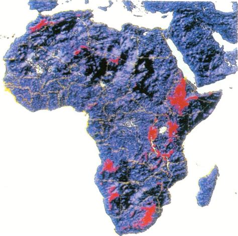 Highlands of Africa. Areas over 1500 m are shown in red (excluding... | Download Scientific Diagram