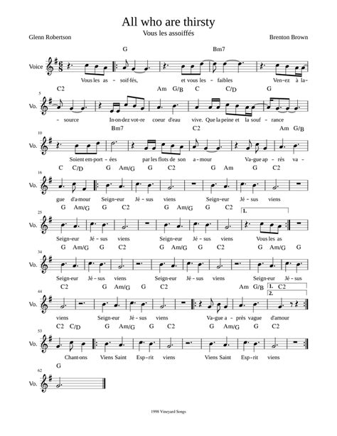 All who are thirsty Sheet music for Voice | Download free in PDF or MIDI | Musescore.com