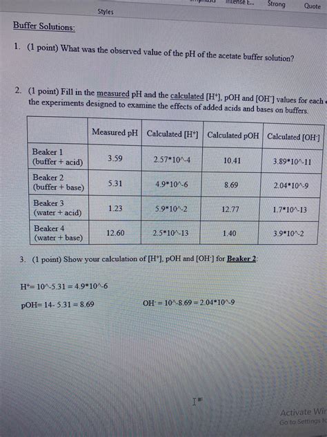 Solved (2 points) Using 1.76x10-5 for the Ka for acetic | Chegg.com