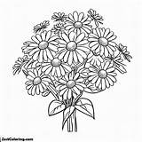 Daisy Flower For Bouquet Coloring Page  Kids sketch template