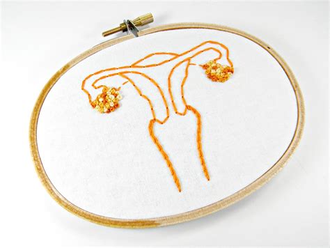 Uterus Anatomy Embroidery Hoop Art Wall Decor in Orange | Flickr