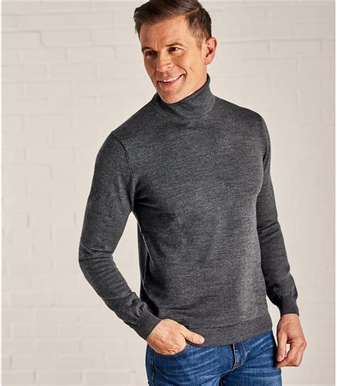 Charcoal | Mens 100% Merino Polo Neck Jumper | WoolOvers AU