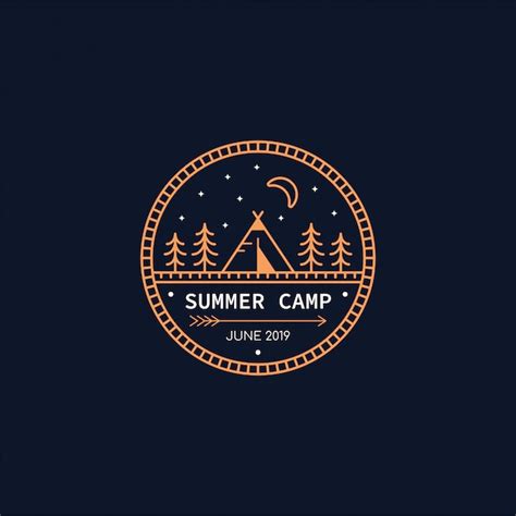 Premium Vector | Forest camp badge . line illustration. trekking ...