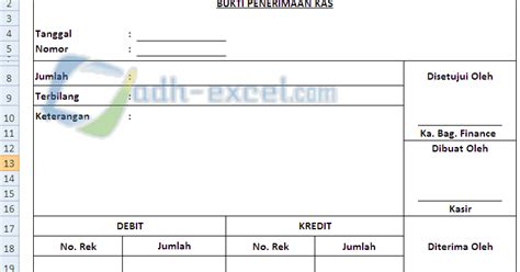 Fungsi dan Contoh Form Bukti Penerimaan Kas Di Excel - Belajar Excel