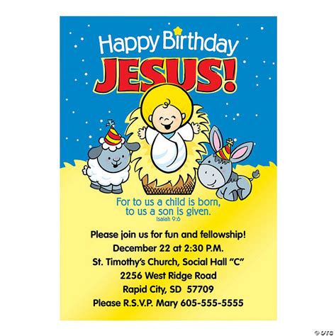 Happy Birthday Jesus Personalized Invitations | Oriental Trading