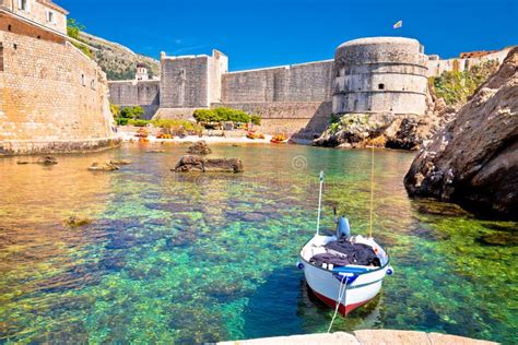 Small Harbor Under Dubrovnik City Walls View Stock Image - Image of croatian, facade: 118049247