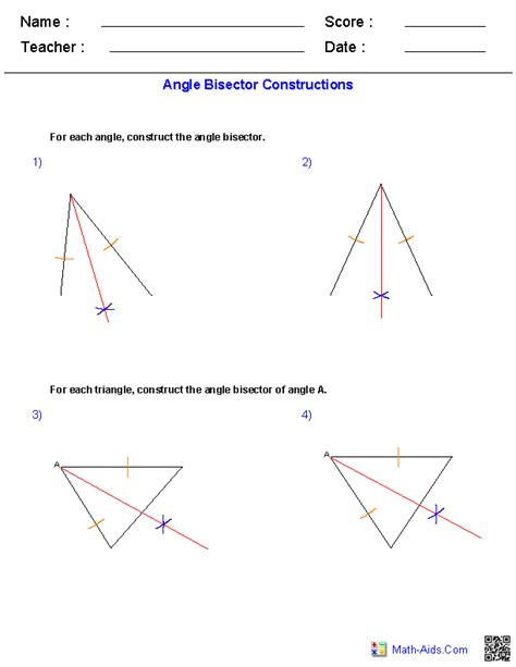 Bisecting Lines And Angles Worksheet - Angleworksheets.com