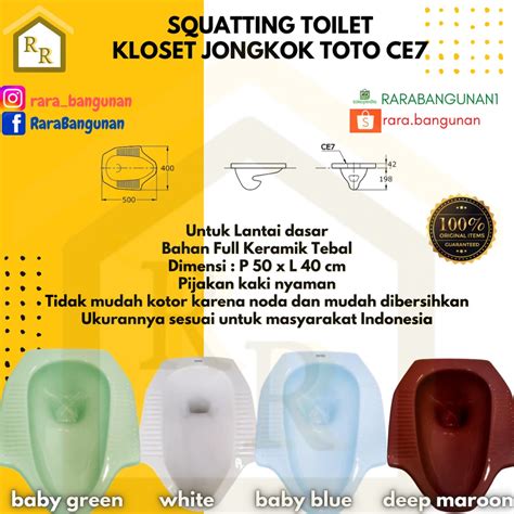 Jual KLOSET JONGKOK / SQUATTING TOILET MERK TOTO WARNA PUTIH BIRU MERAH ...