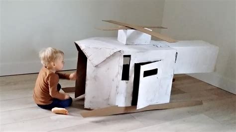 How to build a homemade, cardboard kids helicopter, DIY box helicopter ...