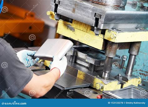 Sheet Metal Processing on Hydraulic Punch Press Stock Photo - Image of technology, manufacturing ...