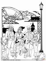 Steampunk Men Coloring Pages Sketch Page sketch template
